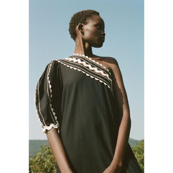 Sea New York Ryleigh Rickrack One-Shoulder Cotton Dress Size XXS - Picture 2 of 13